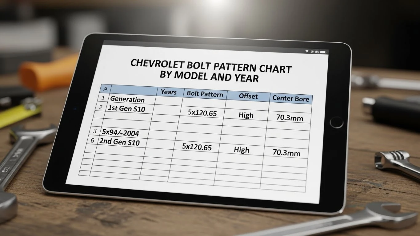 Chevrolet Bolt Pattern Chart by Model and Year