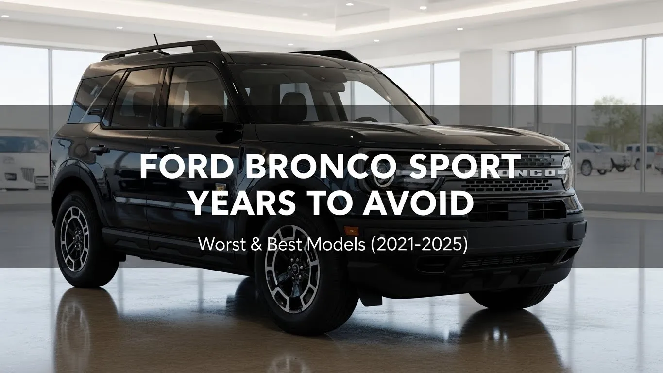 Ford Bronco Sport SUV in showroom with article title Years to Avoid Worst and Best Models